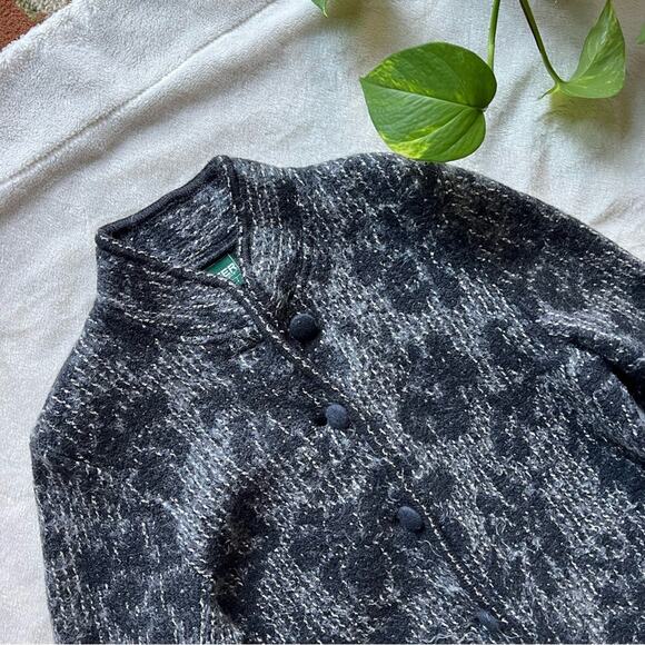 Geiger Grey Floral Wool Longline Cardigan Sweater Jacket 40 - Picture 4 of 10